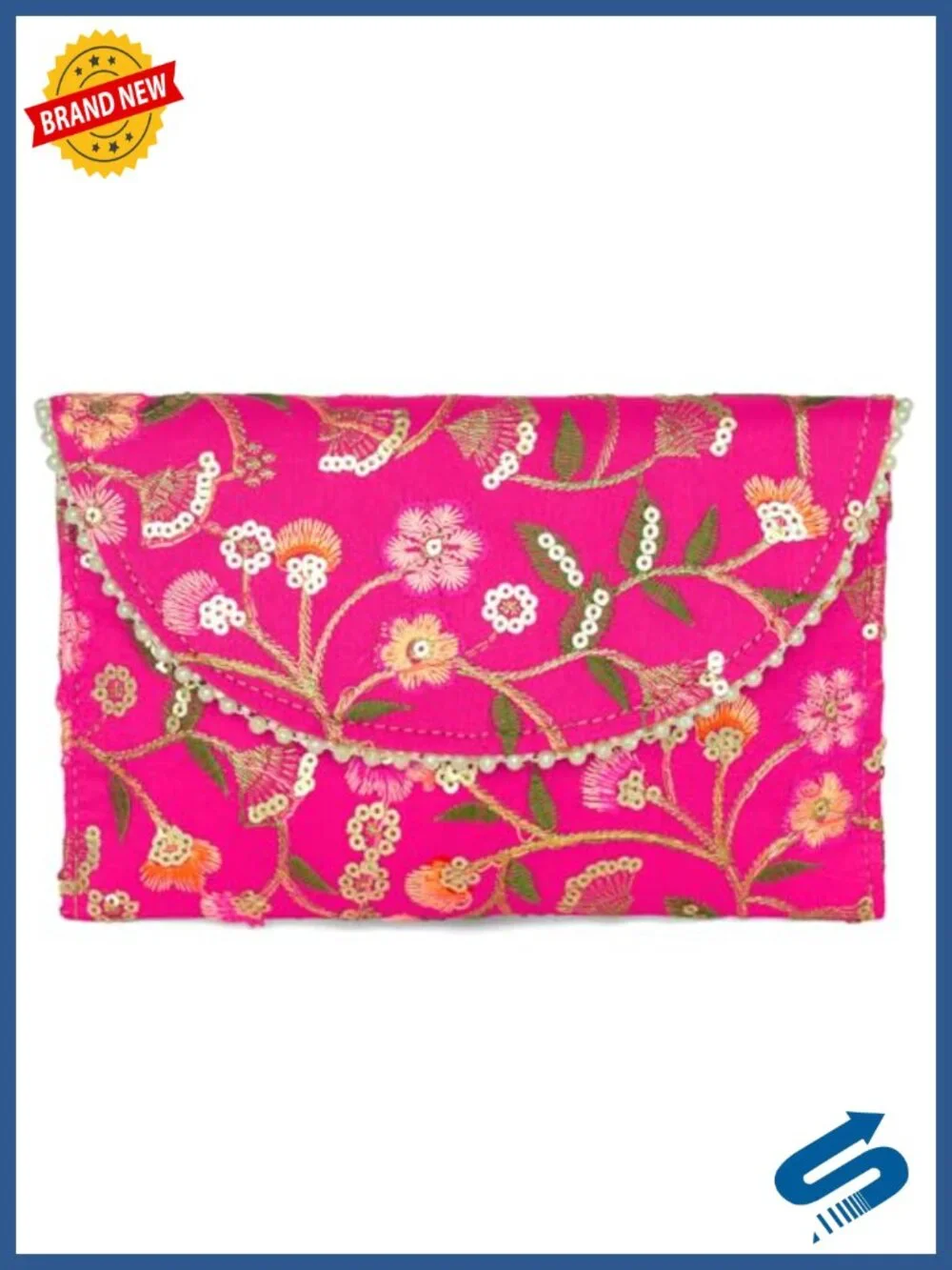 Ethnic Embroidered Clutch Bag for Women Hand-Carry Evening Bridal Purse